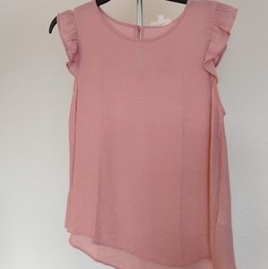 Dark peach blouse with ruffle sleeves